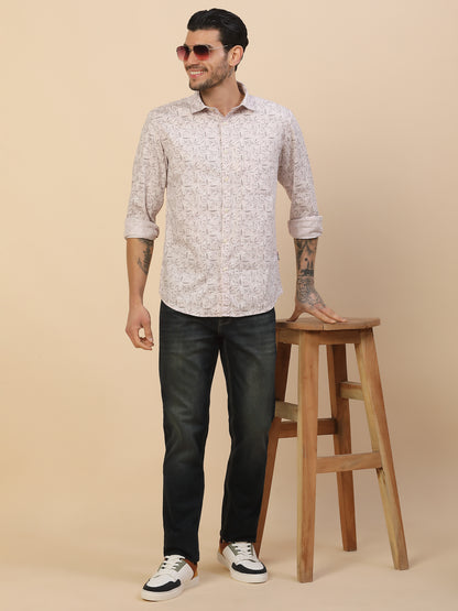 Shirt for Men | Breathable & Soft with Color Fastness Regular Fit Spread Collar Pure Cotton Fabric Printed Pattern