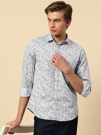 Shirt for Men | Breathable & Soft with Color Fastness Slim Fit Spread Collar Pure Cotton Fabric Printed Pattern