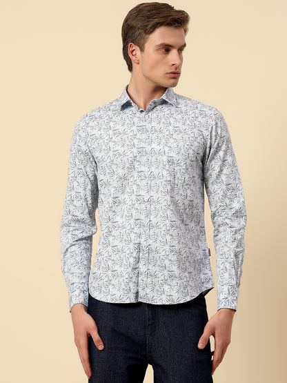 Shirt for Men | Breathable & Soft with Color Fastness Slim Fit Spread Collar Pure Cotton Fabric Printed Pattern