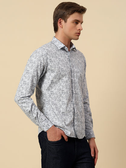 Shirt for Men | Breathable & Soft with Color Fastness Slim Fit Spread Collar Pure Cotton Fabric Printed Pattern