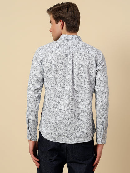 Shirt for Men | Breathable & Soft with Color Fastness Slim Fit Spread Collar Pure Cotton Fabric Printed Pattern