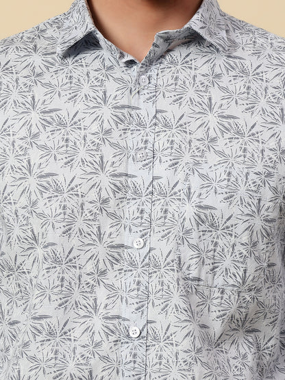 Shirt for Men | Breathable & Soft with Color Fastness Slim Fit Spread Collar Pure Cotton Fabric Printed Pattern