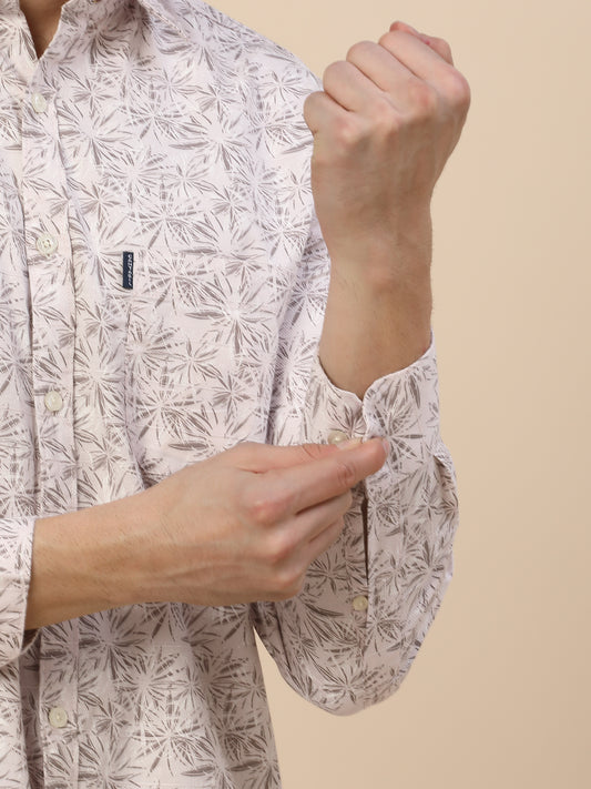 Casual Shirt for Men | Breathable & Soft with Color Fastness Regular Fit Spread Collar Neck Cotton Fabric Printed Pattern