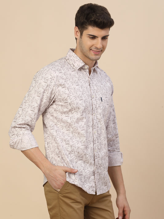 Casual Shirt for Men | Breathable & Soft with Color Fastness Regular Fit Spread Collar Neck Cotton Fabric Printed Pattern