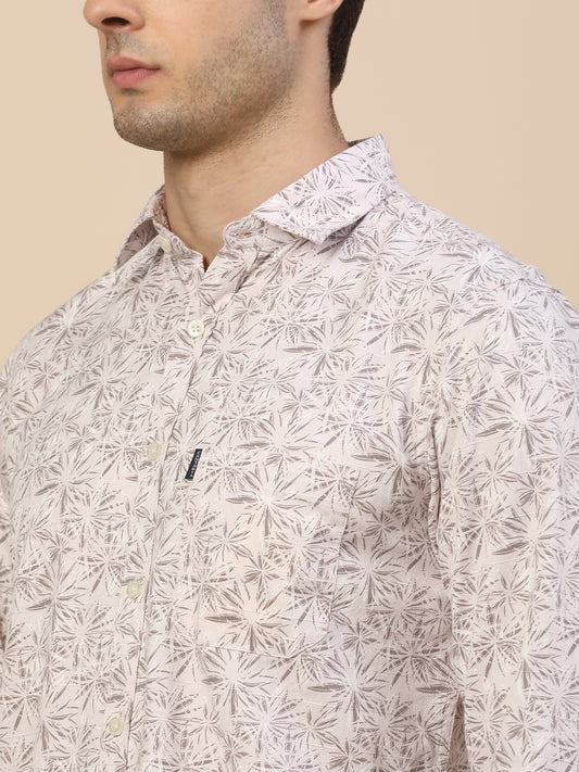 Casual Shirt for Men | Breathable & Soft with Color Fastness Regular Fit Spread Collar Neck Cotton Fabric Printed Pattern