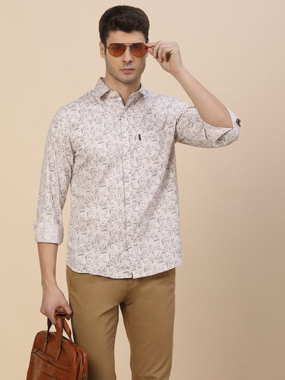 Casual Shirt for Men | Breathable & Soft with Color Fastness Regular Fit Spread Collar Neck Cotton Fabric Printed Pattern