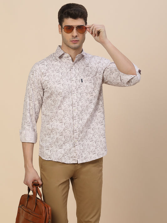 Casual Shirt for Men | Breathable & Soft with Color Fastness Regular Fit Spread Collar Neck Cotton Fabric Printed Pattern