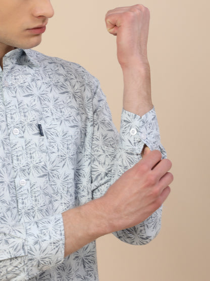 Casual Shirt for Men | Breathable & Soft with Color Fastness Regular Fit Spread Collar Neck Cotton Fabric Printed Pattern