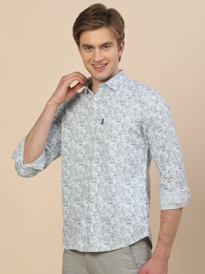 Casual Shirt for Men | Breathable & Soft with Color Fastness Regular Fit Spread Collar Neck Cotton Fabric Printed Pattern