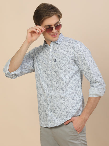 Casual Shirt for Men | Breathable & Soft with Color Fastness Regular Fit Spread Collar Neck Cotton Fabric Printed Pattern