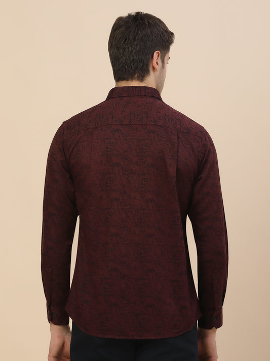 Casual Shirt for Men | Breathable & Soft with Color Fastness Regular Fit Spread Collar Neck Cotton Fabric Printed Pattern