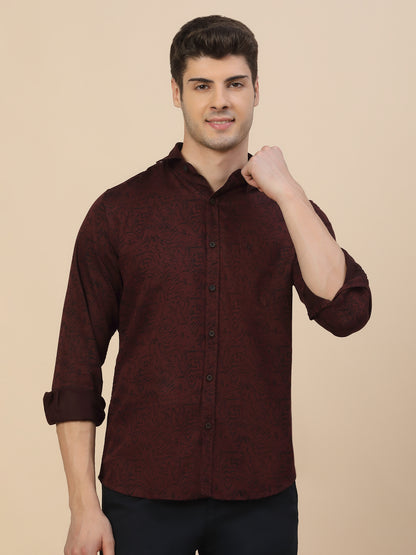 Casual Shirt for Men | Breathable & Soft with Color Fastness Regular Fit Spread Collar Neck Cotton Fabric Printed Pattern
