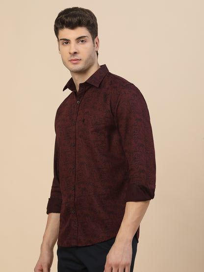 Casual Shirt for Men | Breathable & Soft with Color Fastness Regular Fit Spread Collar Neck Cotton Fabric Printed Pattern