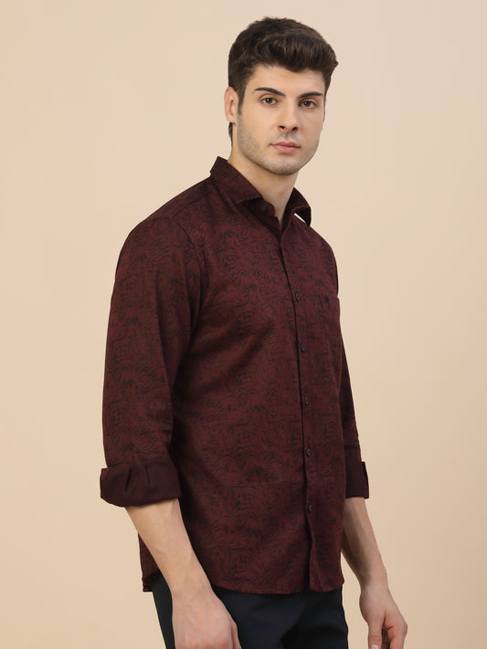 Casual Shirt for Men | Breathable & Soft with Color Fastness Regular Fit Spread Collar Neck Cotton Fabric Printed Pattern