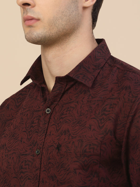 Casual Shirt for Men | Breathable & Soft with Color Fastness Regular Fit Spread Collar Neck Cotton Fabric Printed Pattern