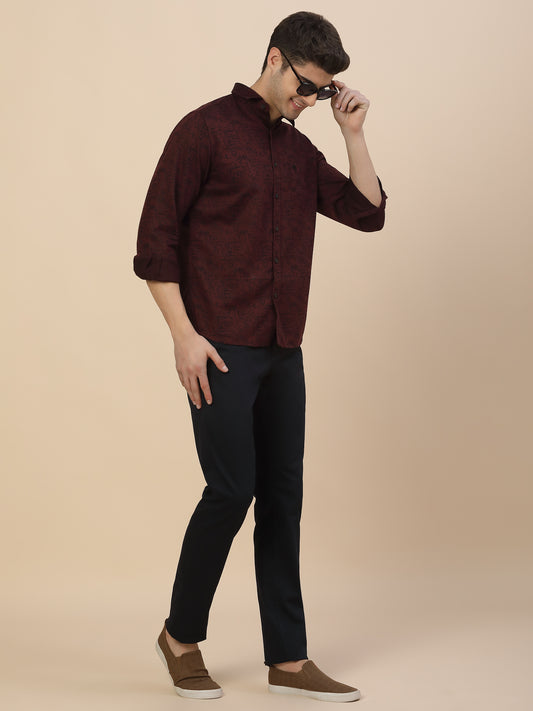 Casual Shirt for Men | Breathable & Soft with Color Fastness Regular Fit Spread Collar Neck Cotton Fabric Printed Pattern