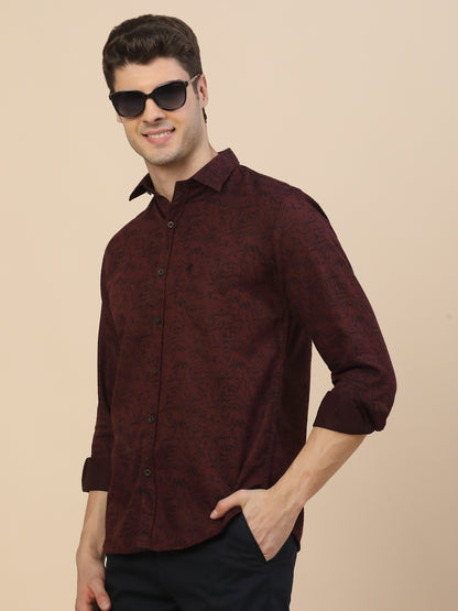 Casual Shirt for Men | Breathable & Soft with Color Fastness Regular Fit Spread Collar Neck Cotton Fabric Printed Pattern