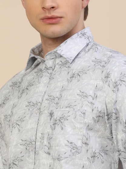 Casual Shirt for Men | Breathable & Soft with Color Fastness Regular Fit Spread Collar Neck Cotton Fabric Printed Pattern