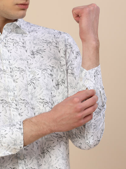 Casual Shirt for Men | Breathable & Soft with Color Fastness Regular Fit Spread Collar Neck Cotton Fabric Printed Pattern