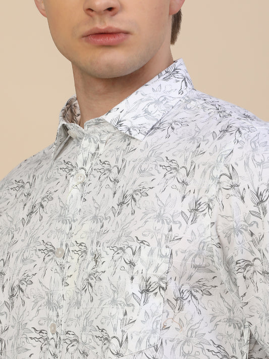Casual Shirt for Men | Breathable & Soft with Color Fastness Regular Fit Spread Collar Neck Cotton Fabric Printed Pattern