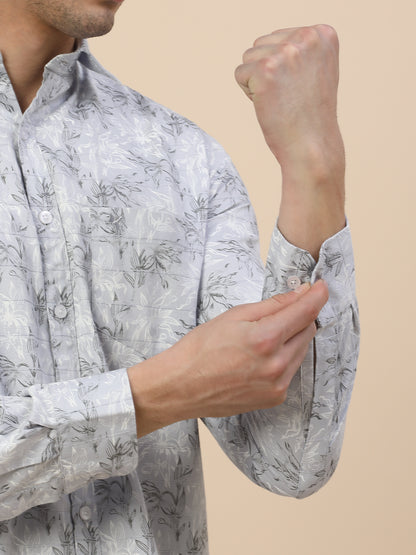 Casual Shirt for Men | Breathable & Soft with Color Fastness Regular Fit Spread Collar Neck Cotton Fabric Printed Pattern