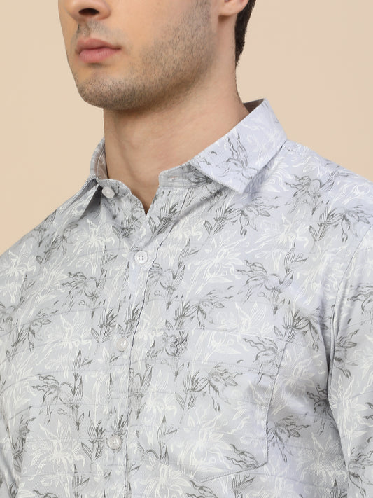 Casual Shirt for Men | Breathable & Soft with Color Fastness Regular Fit Spread Collar Neck Cotton Fabric Printed Pattern