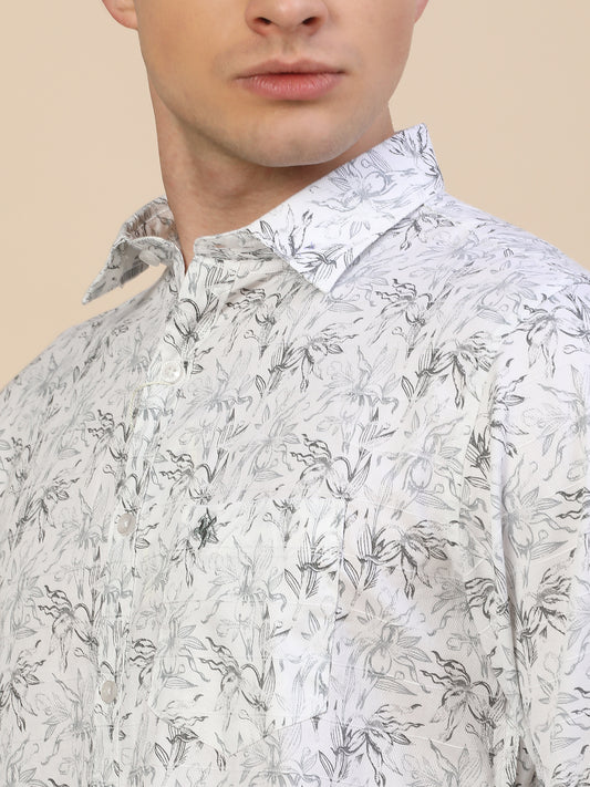 Casual Shirt for Men | Breathable & Soft with Color Fastness Regular Fit Spread Collar Neck Cotton Fabric Printed Pattern