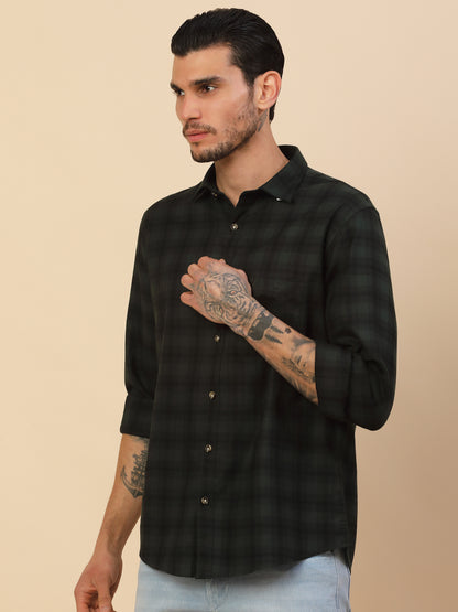 Shirt for Men | Breathable & Soft with Color Fastness Regular Fit Spread Collar Pure Cotton Fabric Checkered Pattern