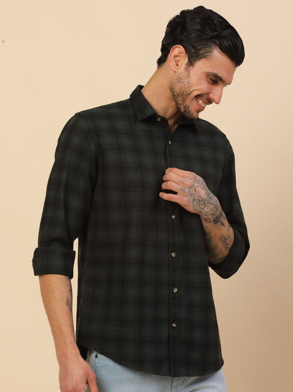 Shirt for Men | Breathable & Soft with Color Fastness Regular Fit Spread Collar Pure Cotton Fabric Checkered Pattern
