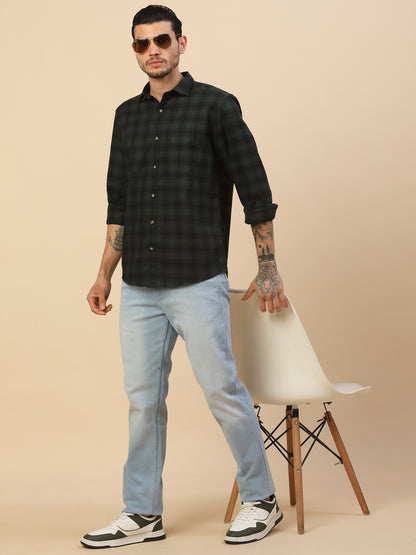 Shirt for Men | Breathable & Soft with Color Fastness Regular Fit Spread Collar Pure Cotton Fabric Checkered Pattern