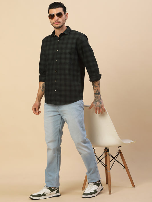 Shirt for Men | Breathable & Soft with Color Fastness Regular Fit Spread Collar Pure Cotton Fabric Checkered Pattern