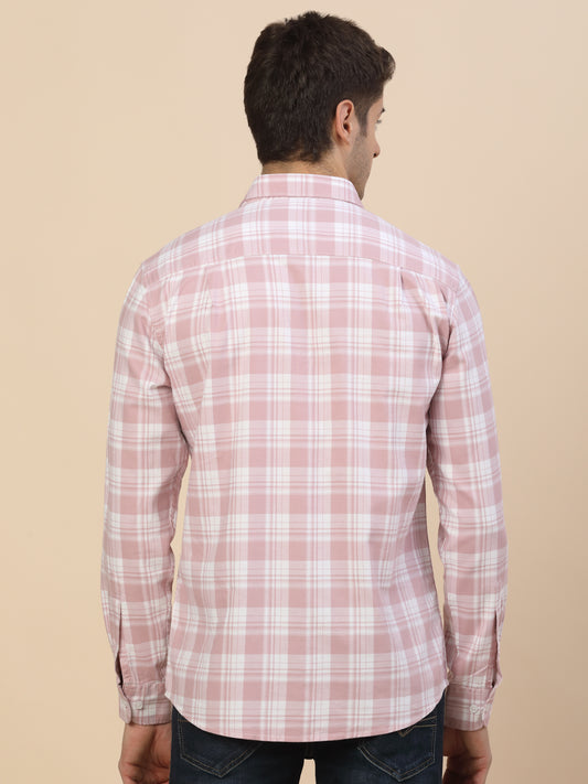 Casual Shirt for Men | Breathable & Soft with Color Fastness Regular Fit Spread Collar Neck Cotton Fabric Check Pattern