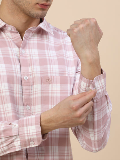 Casual Shirt for Men | Breathable & Soft with Color Fastness Regular Fit Spread Collar Neck Cotton Fabric Check Pattern