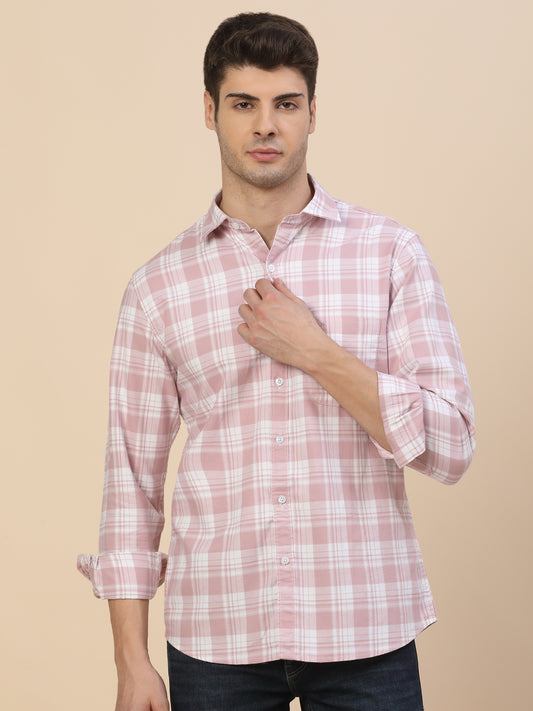 Casual Shirt for Men | Breathable & Soft with Color Fastness Regular Fit Spread Collar Neck Cotton Fabric Check Pattern