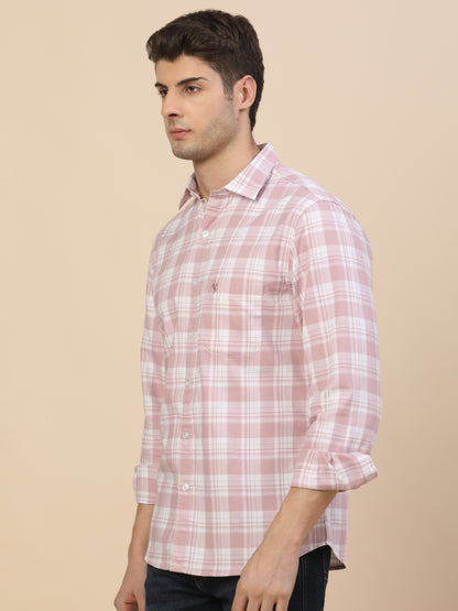 Casual Shirt for Men | Breathable & Soft with Color Fastness Regular Fit Spread Collar Neck Cotton Fabric Check Pattern