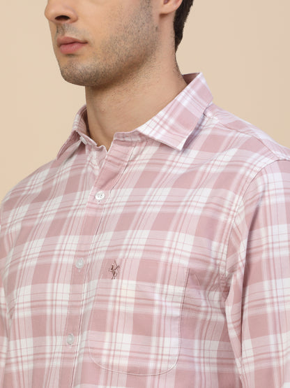 Casual Shirt for Men | Breathable & Soft with Color Fastness Regular Fit Spread Collar Neck Cotton Fabric Check Pattern