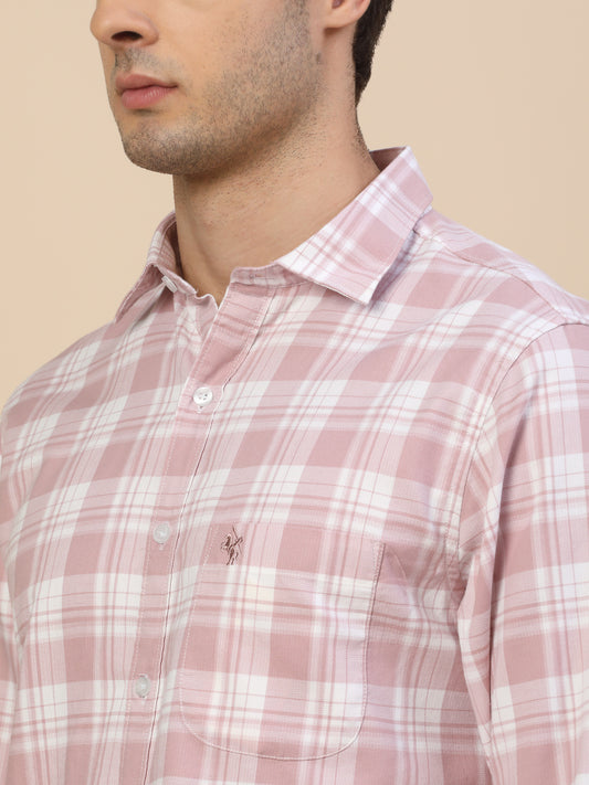 Casual Shirt for Men | Breathable & Soft with Color Fastness Regular Fit Spread Collar Neck Cotton Fabric Check Pattern