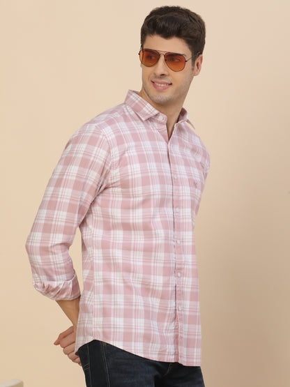 Casual Shirt for Men | Breathable & Soft with Color Fastness Regular Fit Spread Collar Neck Cotton Fabric Check Pattern