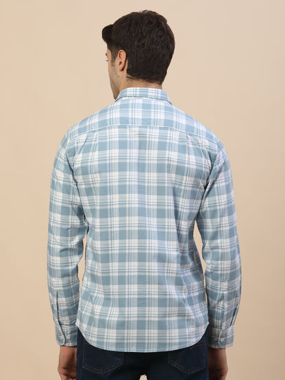 Casual Shirt for Men | Breathable & Soft with Color Fastness Regular Fit Spread Collar Neck Cotton Fabric Check Pattern