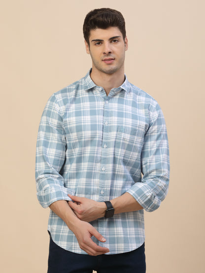Casual Shirt for Men | Breathable & Soft with Color Fastness Regular Fit Spread Collar Neck Cotton Fabric Check Pattern