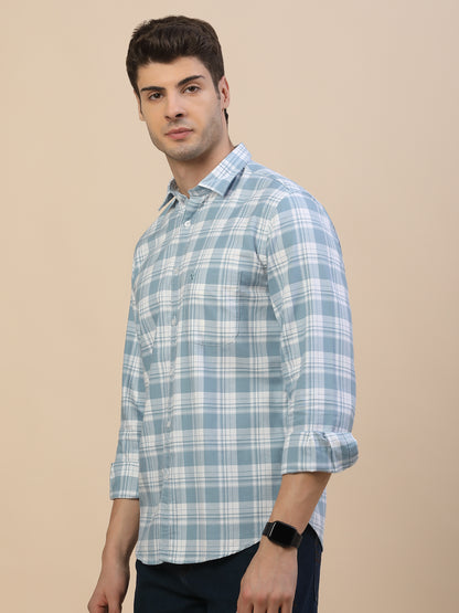 Casual Shirt for Men | Breathable & Soft with Color Fastness Regular Fit Spread Collar Neck Cotton Fabric Check Pattern