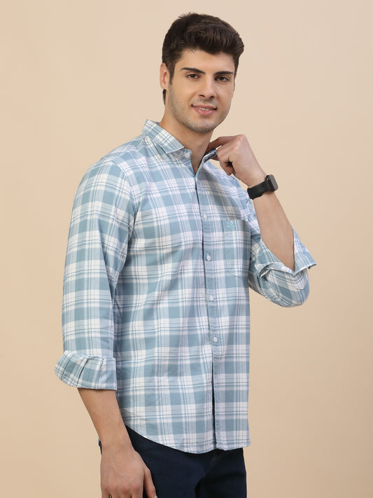 Casual Shirt for Men | Breathable & Soft with Color Fastness Regular Fit Spread Collar Neck Cotton Fabric Check Pattern