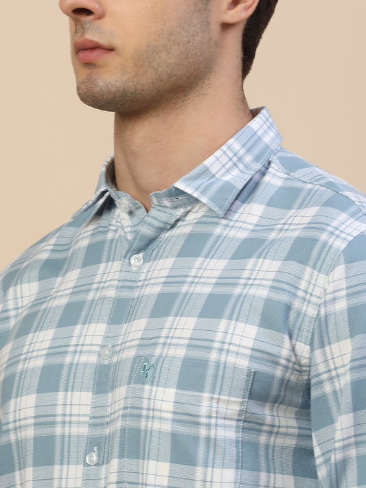 Casual Shirt for Men | Breathable & Soft with Color Fastness Regular Fit Spread Collar Neck Cotton Fabric Check Pattern
