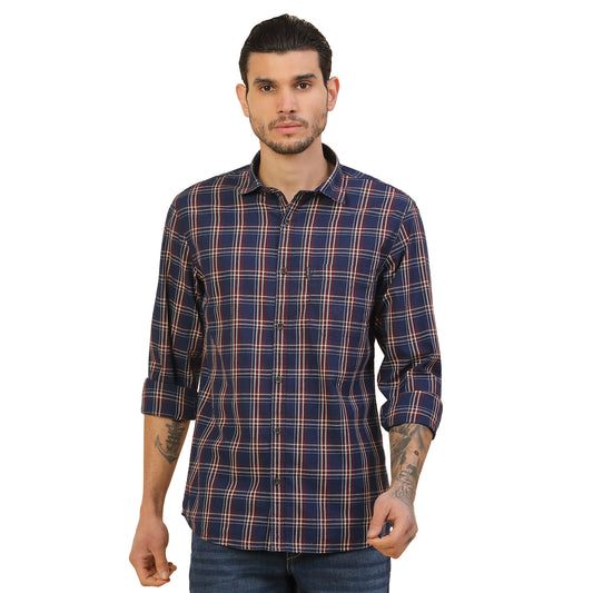 Shirt for Men | Breathable & Soft with Color Fastness Regular Fit Spread Collar Pure Cotton Fabric Checkered Pattern