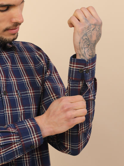 Shirt for Men | Breathable & Soft with Color Fastness Regular Fit Spread Collar Pure Cotton Fabric Checkered Pattern
