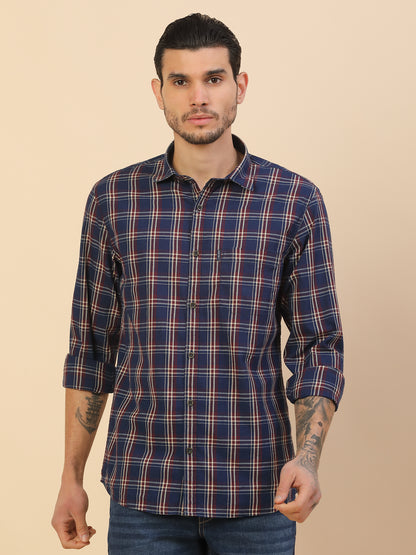 Shirt for Men | Breathable & Soft with Color Fastness Regular Fit Spread Collar Pure Cotton Fabric Checkered Pattern