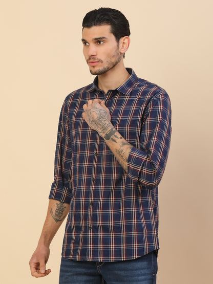 Shirt for Men | Breathable & Soft with Color Fastness Regular Fit Spread Collar Pure Cotton Fabric Checkered Pattern