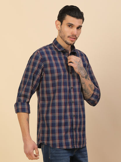 Shirt for Men | Breathable & Soft with Color Fastness Regular Fit Spread Collar Pure Cotton Fabric Checkered Pattern