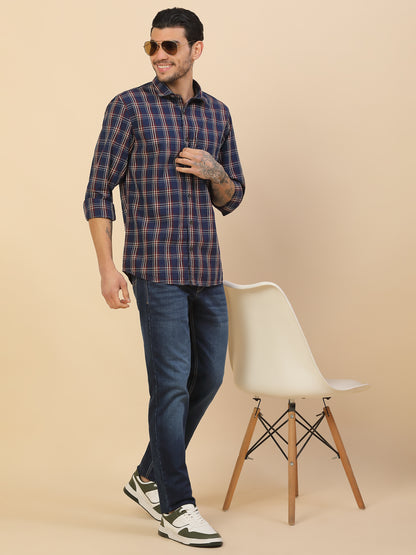 Shirt for Men | Breathable & Soft with Color Fastness Regular Fit Spread Collar Pure Cotton Fabric Checkered Pattern
