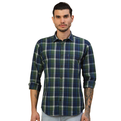 Shirt for Men | Breathable & Soft with Color Fastness Regular Fit Spread Collar Pure Cotton Fabric Checkered Pattern